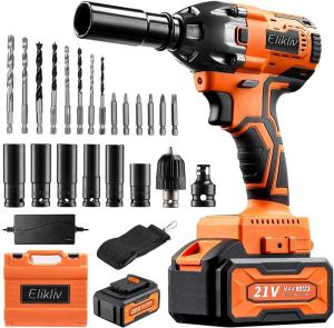 Wholesale car tires: Maxtech Cordless Impact Wrench 1 2 Elikliv 21V Power Impact Driver 380 N M Torque