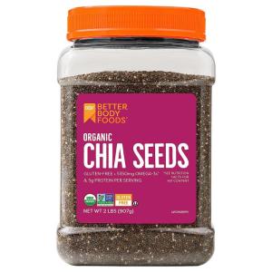 Wholesale organic foods: BetterBody- Foods Organic Chia Seeds with OMEGA-3, Non-GMO Good Source of Fiber, 2 Lbs, 32 Oz