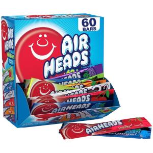 Wholesale candy box: Airheads Candy Bars, Variety Bulk Box, Chewy Full Size Fruit Taffy 60 Individually Wrapped Full Size