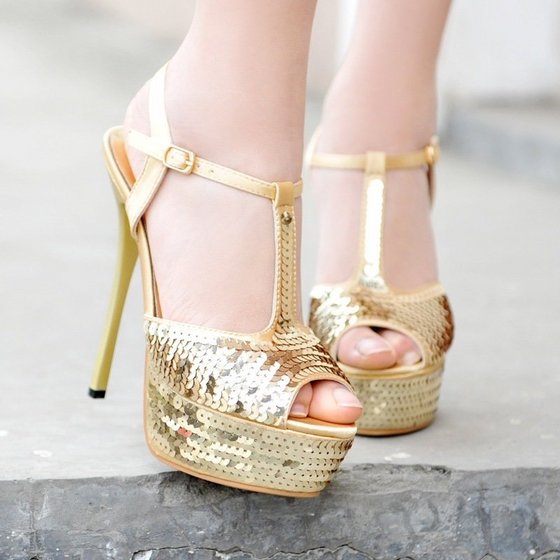 Sexy Poop Toe T-Strap Glitter Platform Shoes(id:7498784). Buy China ...