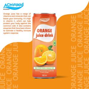 Wholesale energy drinks sugar free: 320ml ACM Orange Juice in Can