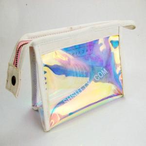 Wholesale cosmetic transparent bags: Wholesale Holographic Cosmetic Bag Hot Selling Tpu Transparent Plastic Zipper Bag Laser Flat Pouch