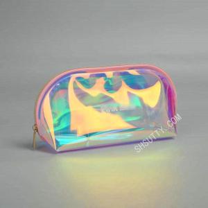 Wholesale cosmetic bag: Fashion Transparent Holographic Bag with Zipper Wholesale Laser Cosmetic Bags for Makeup Organizatio