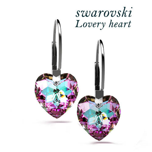 Cupid Heart and Wings Necklace Earrings Bracelet Set w/ Swarovski Crystals  | Dahlia