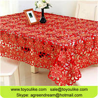 Sell Red Polyester Cutout Embroidered Table Cloth