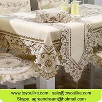 Toyoulik Beige Handmade Cutwork Embroidery Dining Tablecloth...