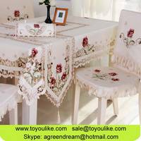 Wholesale Flower Embroidered Polyester Dining Table Cloth...