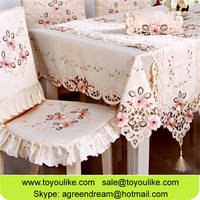 Toyoulike Elegant Flower Embroidery Dining Tablecloth Set...