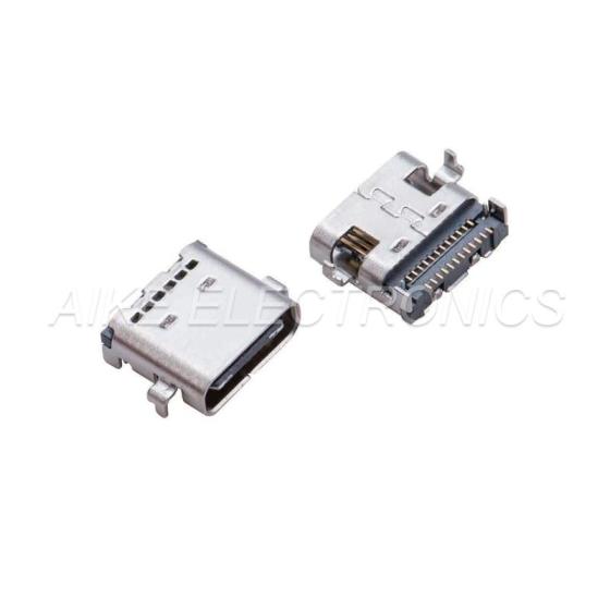 USB Type C 3.1,Receptable 24PIN, Double Rows SMT Contacts, Through Holes Legs, SINK PCB Board Type