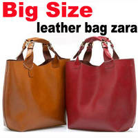 zara leather tote bag with zip detail