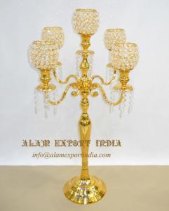 Wholesale table lamp supplier: Wedding Crystal Gold Decorative Candelabra Centerpiece