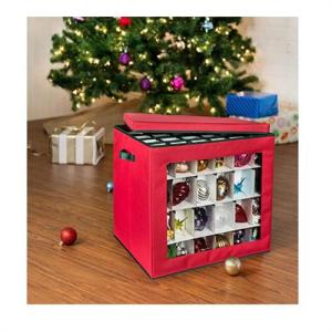 Wholesale ornaments: 48-Cube Ornament Storage Container, Red