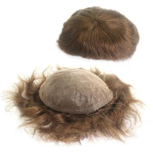 Wholesale hair toupee: Fine Welded Mono Toupee Human Hair Light Brown Color Light Density Men's Hair Wig