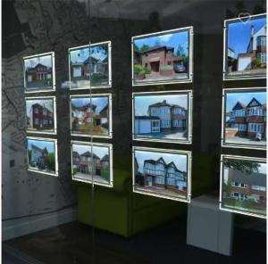 Wholesale hangings: A4 Real Estate Agent Showcase Ceiling Hanging LED Photo LED Window Display Crystal Light Box