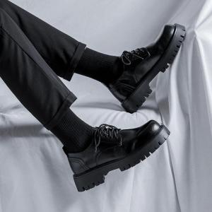Wholesale wedding: Men's Leather Shoes Spring Casual Derby Shoes LOFER Men's Formal Wedding Black Low Top