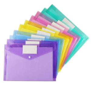Wholesale snap button: Custom PP Plastic A4 A5 Size Clear Pocket File Folder Envelope with Snap Button Closure
