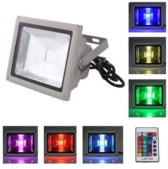 IP65 Outdoor RGB Multi Colour Changing IR/RF Remote Control LED Flood Light Lamp 50W