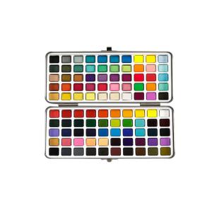 Wholesale metallic paints: 90Colors Solid Watercolor Paint Set Portable Metal Box