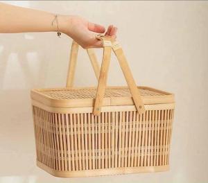 Wholesale handmade: Eco Friendly Storage Baby Basket Vietnam Non-toxic Handmade Mini Colored Natural Rattan Picnic Baske