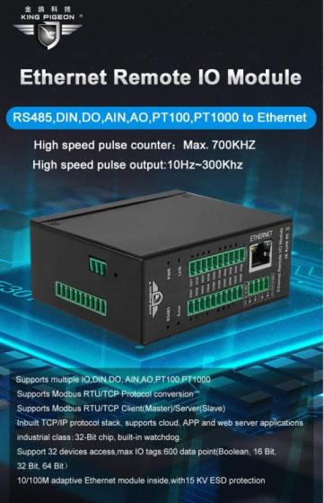 8 Digital Input 4 Digital Output 4 Analog Input Ethernet Remote IO Module for Industrial Automation 