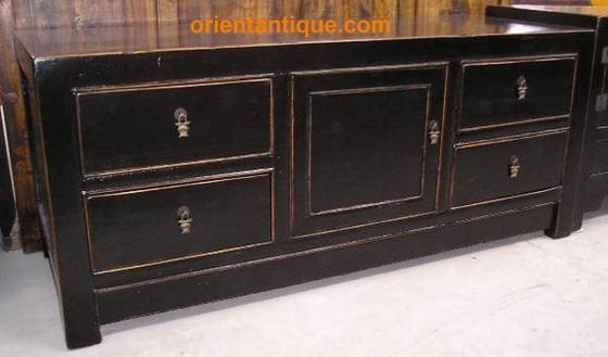 0608 Sc001 Tianjin Antique Black Lacquer Short Cabinet Id 3950994