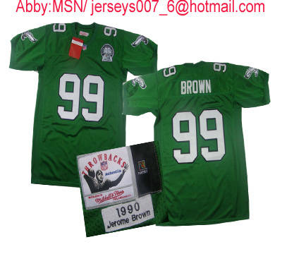 Vintage Jerome Brown #99 Philadelphia Eagles Throwback Green Stitched Jersey