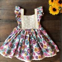 Girls Vintage Floral Dress with Lace