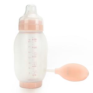 Wholesale feeding: AMOBABY Silicon Balloon Feeding Bottle 260ml(Pink) with Air Pump        No. 113P