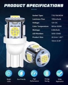 Wholesale led car bulb: 194 Automotive LED Light Bulbs 6500K Wedge T10 SMD 5050 Chips