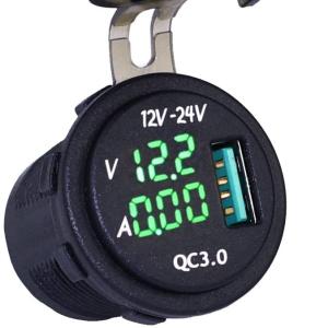 Wholesale power monitor: Waterproof QC 3.0 USB Charger Socket Power Outlet with Digital Voltmeter +Ammeter Monitoring for Car