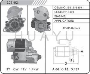 Wholesale bobcat: Kubota Starter Motor for Rebulit Kubota 12v 18400 Car Starter Motor