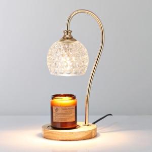 Wholesale wooden lamp: Korean Melting Wax Candle Warmer Wooden Base Crystal Glass Eletric Aroma Lamps Candle Warmer Lamp