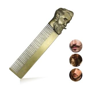 Wholesale beard products: Portable Stainless Steel Oil Head Comb Beard Comb Men's Mustache Comb