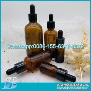Wholesale silicone travel bottles: 30ml Amber Frosted Essential Oil Dropper Bottle