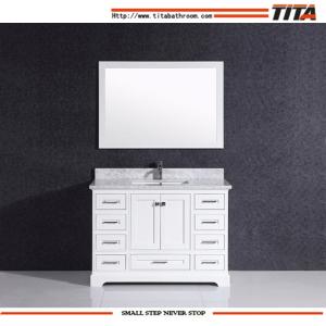 Floor Mounted White Lacquer 48 Inch Wide Bathroom Vanity...