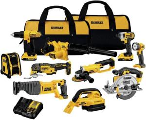 Wholesale combo set: DEWALT 20V MAX Power Tool Combo Kit, 10-Tool Cordless Power Tool Set with 2 Batteries and Charger (D
