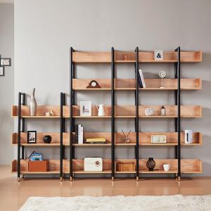 Wholesale metal bookshelf: Modern Furniture Bookcase, Divider, Industrial Wood Metal Display Storage 3 5 Shelves Tier Bookshelf