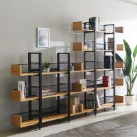 Monster Furniture, Home Office Modern Iron Wooden Open Display Rack Bookcase Bookshelf  in Korean