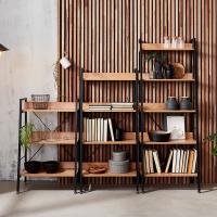 Industrial Modern Furniture Metal Iron Wooden Ladder Style Bookcase Bookshelf for Living Room
