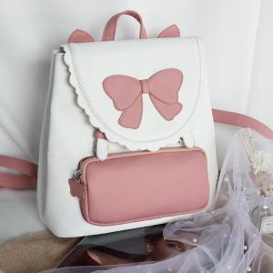 Wholesale womens backpack bag: New Design Custom Lolita Cute Bag Women Backpack with Bowknot Cute PU Display Bag