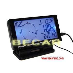 Wholesale digital clock: Car Digital Compass with Clock