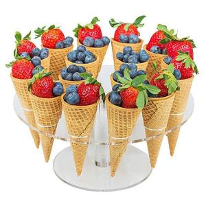 Wholesale display holder: Kids Party Birthday Decoration Acrylic Ice Cream Cone Holder Food Cone Display Perspex Rack