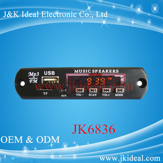 JK6836 Hot Sales USB FM MP3 Audio Speaker Kit Module with IR Remote Control