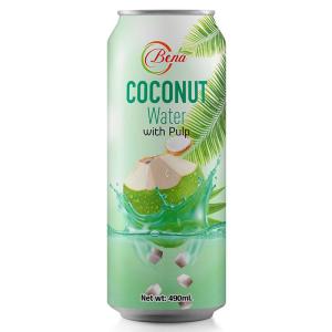 Wholesale viet nam passion fruit: High Quality 490ml Canned Coconut Water with Pulp From BENA Tropical Juice Brand