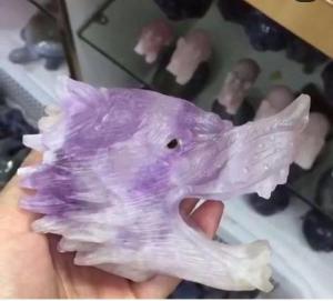 Wholesale fluorite: Lohavie $29 Clearence Price Fluorite Wolf Head Stone Carving Crystal Reiki Healing