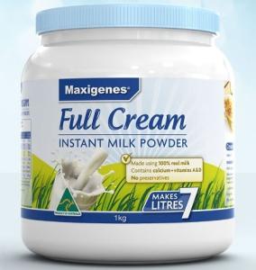 Wholesale full cream milk: Maxigenes Full Cream Instant Milk Powder 1kg Calcium Vitamins A + D Children Adults Pregnant Women A
