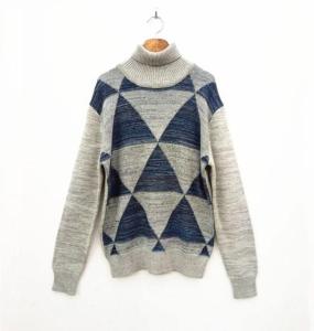 Wholesale cotton sweater: Mens 70%COTTON 30%WOOL Winter Pullover Turn-down Collar Sweater