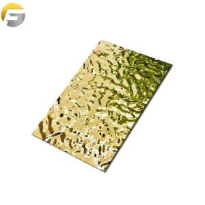 Wholesale Stainless Steel Sheets: Titanium Gold  Mirror Polished Stainless Steel Water Ripple Sheets Decoration Panels