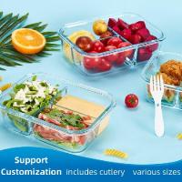 Ecofriendly Airtight Meal Prep Glass Food Storage Containers Lunch Box with Lid and Plastic Cutlery 3