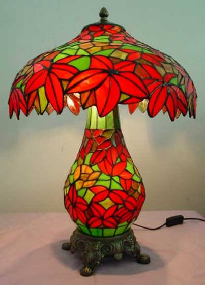 Tiffany Red Leaves Mother Son Table Lamp Id 671859 Details Tiffany Red Leaves Mother Son Table Lamp Image